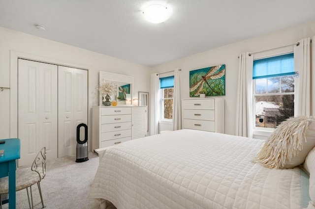 bedroom featuring a closet and carpet flooring