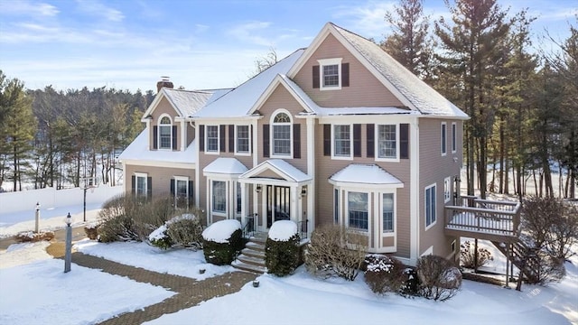 view of front of property with a deck