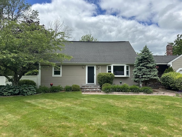 510 Sharps Lot Rd, Swansea, MA 02777 - cape cod house with a front lawn, entry steps, and a shingled roof