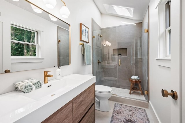 1 Archer St, Swampscott, MA 01907 - full bath featuring a skylight, vanity, and a shower stall