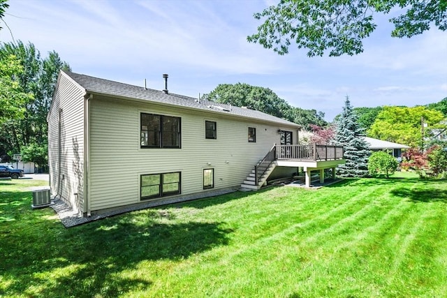 1 Archer St, Swampscott, MA 01907 - back of house featuring stairway, a deck, and a yard