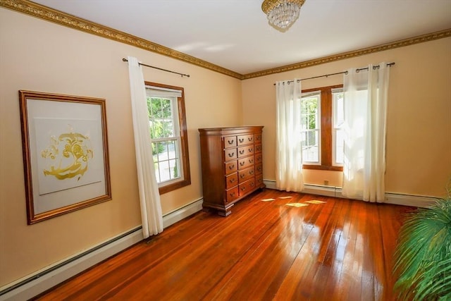 88 Biltmore St, Springfield, MA 01108 - empty room with wood-type flooring, a baseboard radiator, and ornamental molding