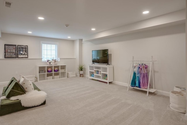 41 Pleasant St, Holliston, MA 01746 - rec room featuring carpet floors, baseboards, and recessed lighting
