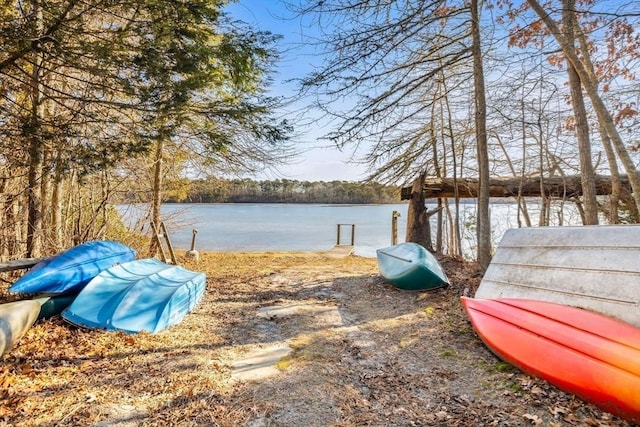 exterior space featuring a water view