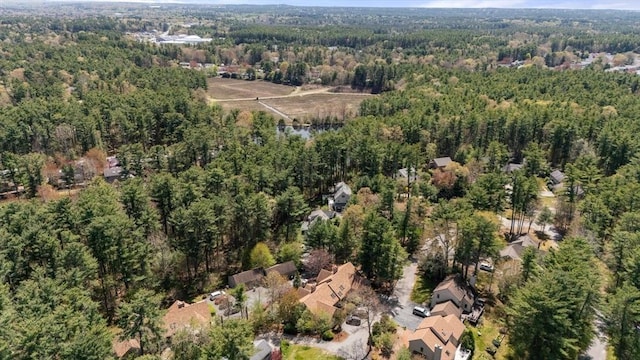 bird's eye view featuring a view of trees