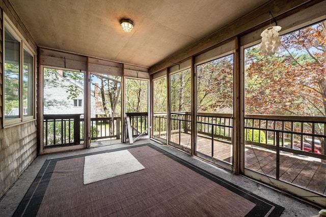 view of unfurnished sunroom
