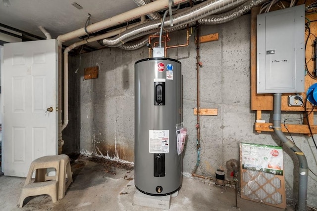utilities with electric panel and water heater