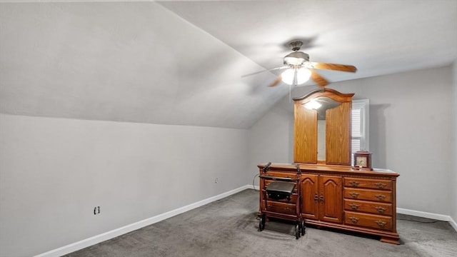 160-162 Rockland St, Fall River, MA 02724 - additional living space with a ceiling fan, baseboards, carpet flooring, and lofted ceiling