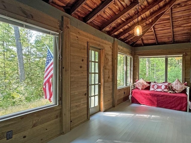 14 Wood Way, Northfield, MA 01360 - bedroom with wooden ceiling, wood-type flooring, and wood walls