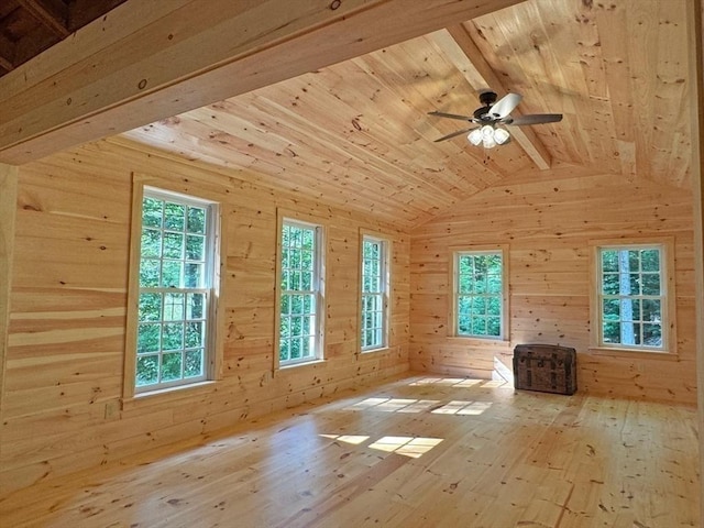 14 Wood Way, Northfield, MA 01360 - bonus room featuring wood ceiling, wooden walls, hardwood / wood-style flooring, a ceiling fan, and lofted ceiling