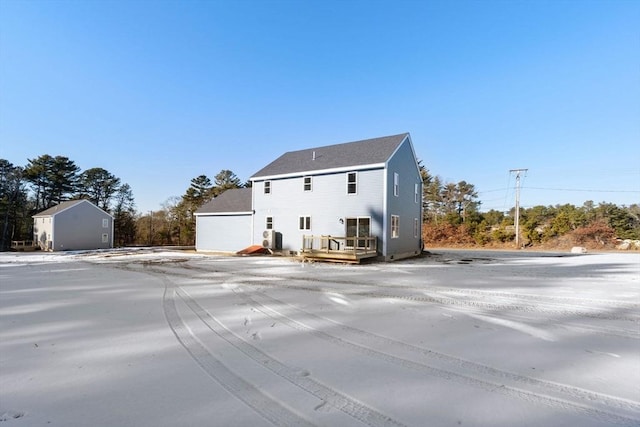 view of front of house with a wooden deck