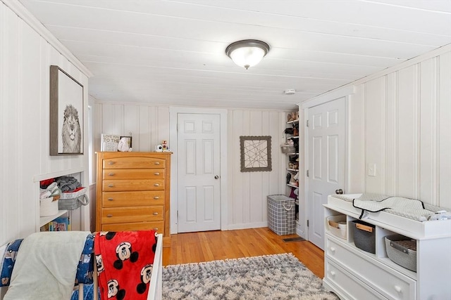 bedroom with light wood-style flooring