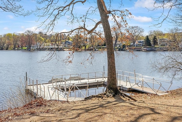 dock area featuring a water view