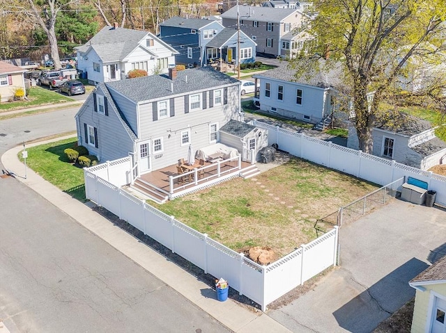 aerial view with a residential view