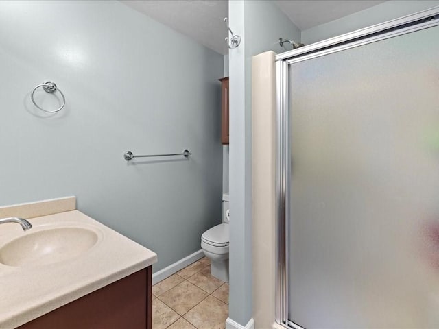 235 Stone School Rd, Sutton, MA 01590 - full bathroom with a stall shower, tile patterned floors, toilet, and vanity