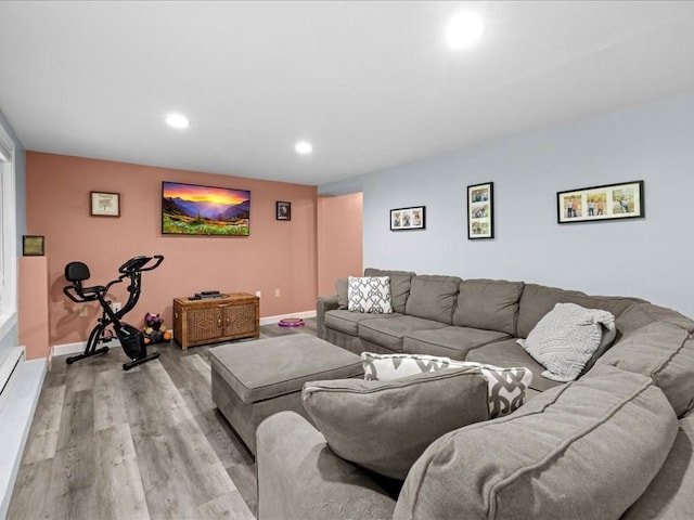 235 Stone School Rd, Sutton, MA 01590 - living room featuring light wood-type flooring, recessed lighting, and baseboards