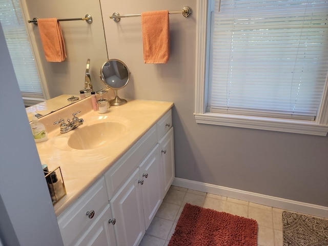 bathroom featuring vanity and tile patterned flooring