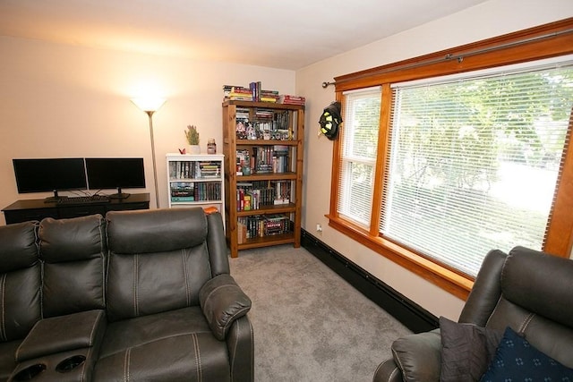 carpeted office with baseboards