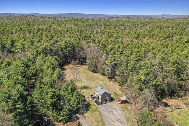 bird's eye view featuring a view of trees