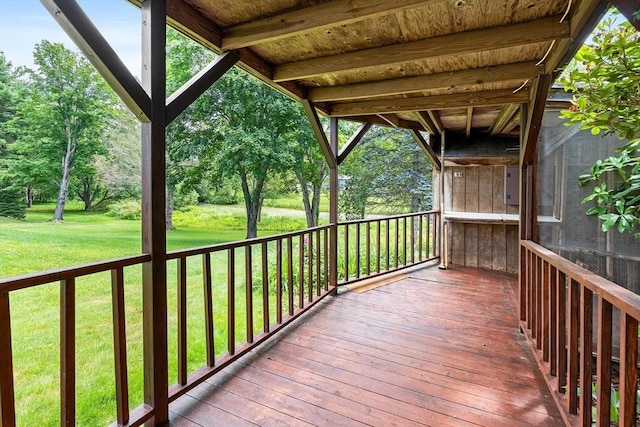 18 Fairview Rd, Westborough, MA 01581 - wooden deck with a lawn and view of scattered trees