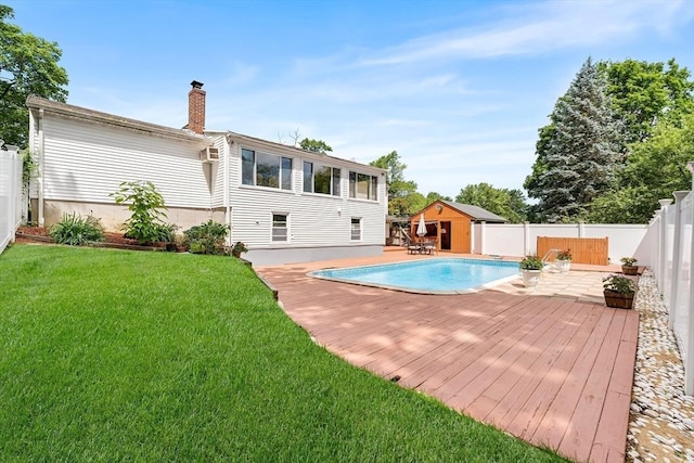 18 Fairview Rd, Westborough, MA 01581 - rear view of house featuring a fenced backyard, a chimney, and a wooden deck