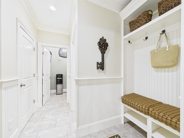 20 Davenport Ln Unit 20, Hopkinton, MA 01748 - mudroom with a wainscoted wall and crown molding