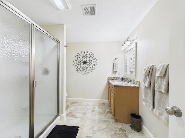 20 Davenport Ln Unit 20, Hopkinton, MA 01748 - bathroom with vanity, a shower stall, toilet, and baseboards