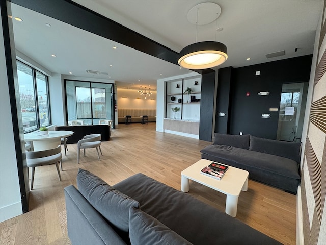 living room featuring light hardwood / wood-style floors