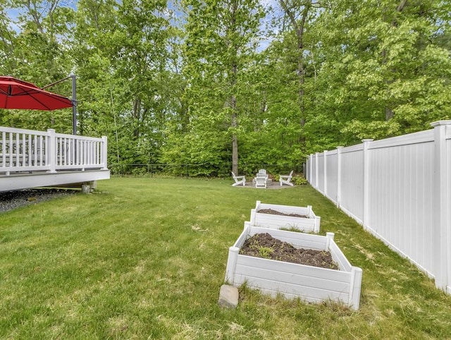 119 Esten Rd, Stoughton, MA 02072 - view of yard featuring a vegetable garden and a wooden deck