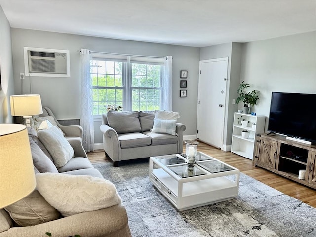 80 Brush Hill Ave Unit 19, West Springfield, MA 01089 - living area with wood finished floors and an AC wall unit