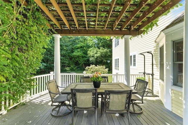 22 Campbell Rd, Middleton, MA 01949 - wooden terrace with outdoor dining space and a pergola