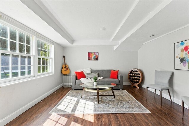 22 Campbell Rd, Middleton, MA 01949 - living room featuring wood finished floors and a tray ceiling