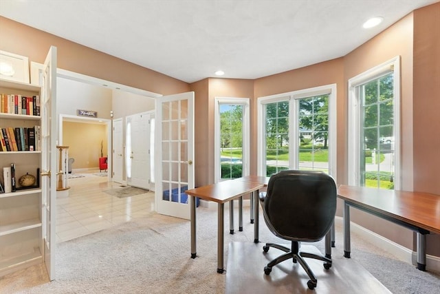22 Campbell Rd, Middleton, MA 01949 - carpeted home office with french doors and recessed lighting