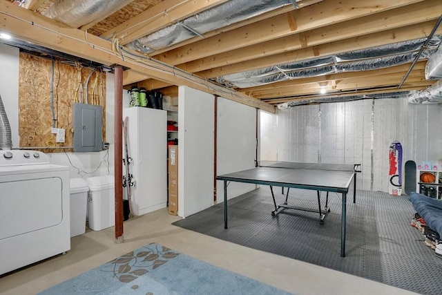 111 Union St Unit 8, Westfield, MA 01085 - unfinished below grade area with electric panel and washer and dryer