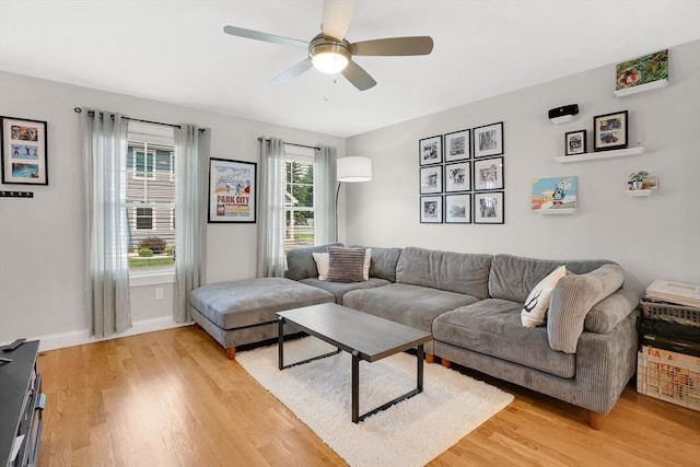111 Union St Unit 8, Westfield, MA 01085 - living room featuring light wood-type flooring and ceiling fan