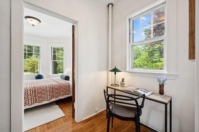 7 Linnaean St Unit 1, Cambridge, MA 02138 - bedroom with multiple windows, hardwood / wood-style flooring, and baseboards