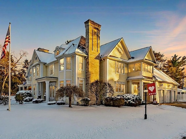 view of front of home with a garage