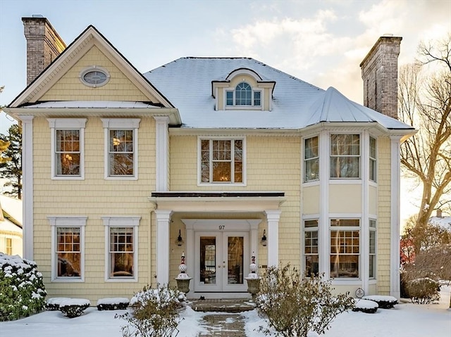 view of front of property with french doors