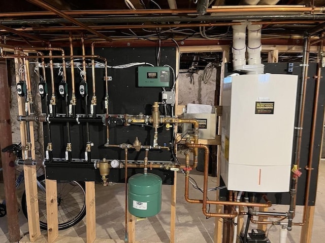 utility room with water heater