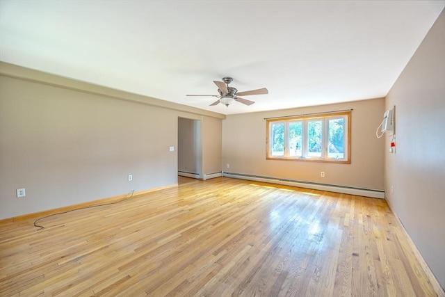 121 Donlyn Dr, Chicopee, MA 01013 - spare room featuring a baseboard heating unit, a ceiling fan, and light wood finished floors