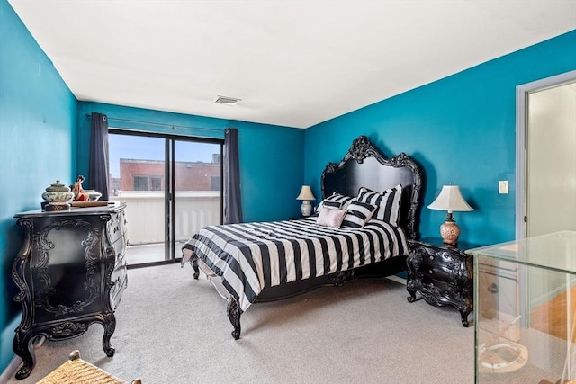 bedroom with carpet and visible vents