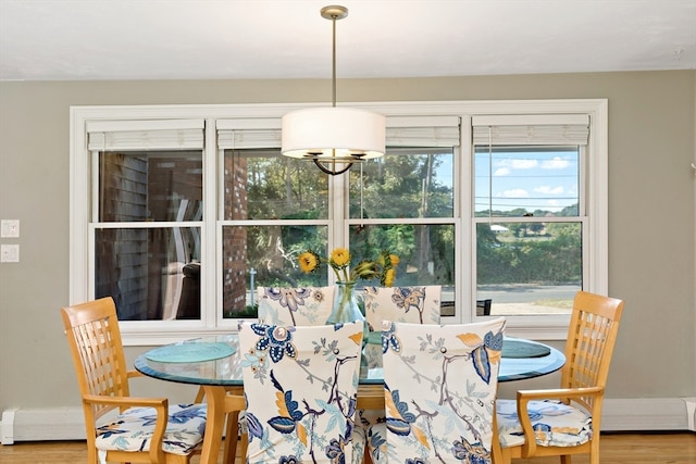 dining space with hardwood / wood-style floors