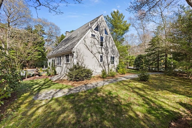 11 White Oak Trl, Barnstable, MA 02632 - view of home's exterior with a yard and a chimney