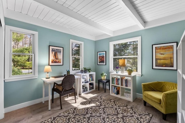 11 White Oak Trl, Barnstable, MA 02632 - office space with beamed ceiling, baseboards, wood finished floors, and wood ceiling