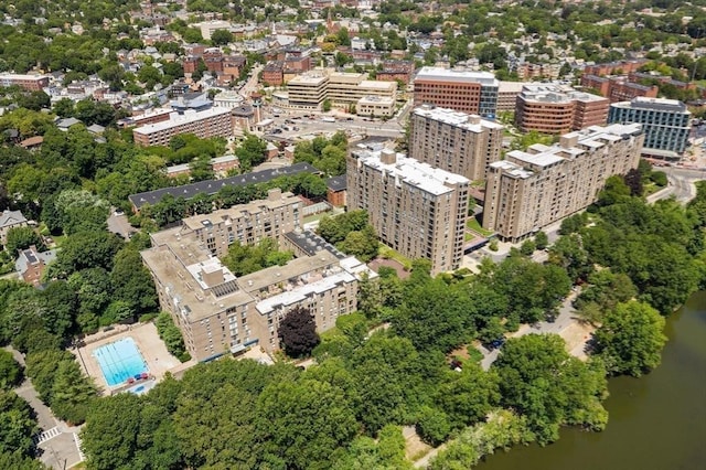 44 Washington St Unit 1208, Brookline, MA 02445 - aerial view of a large body of water and a pool area
