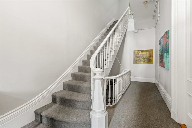 stairway with carpet floors