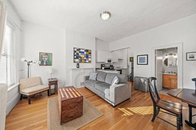 living room with light hardwood / wood-style floors