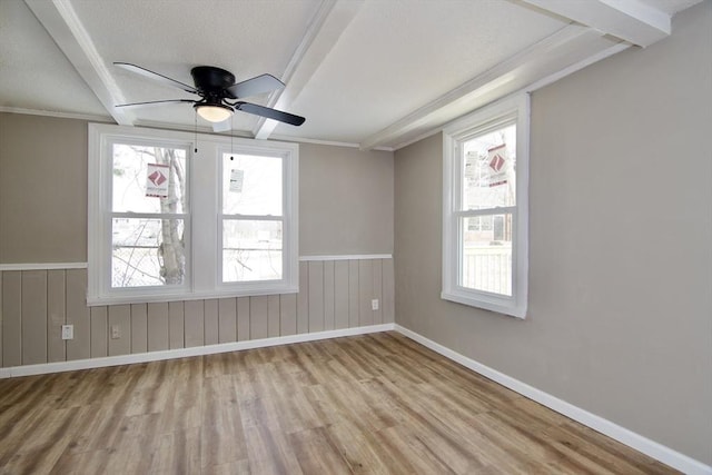 unfurnished room with light hardwood / wood-style flooring and ceiling fan