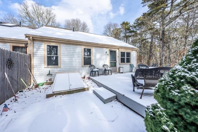 view of snow covered property