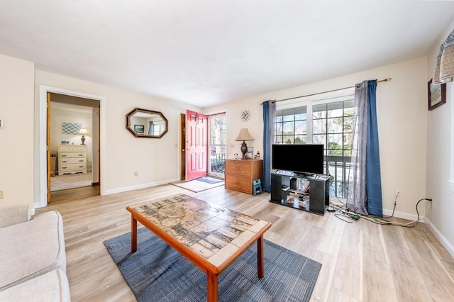 living room featuring light wood-type flooring